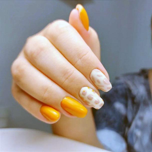 Orange Dress Womens Nails