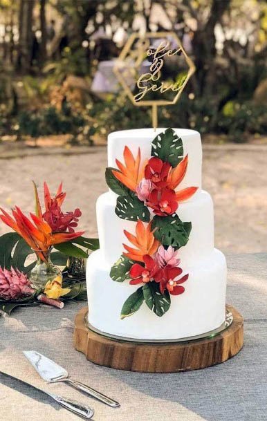 Orange Flowers Wedding Cake