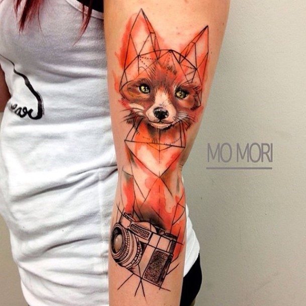 Orange Fox Tattoo Womens Arms