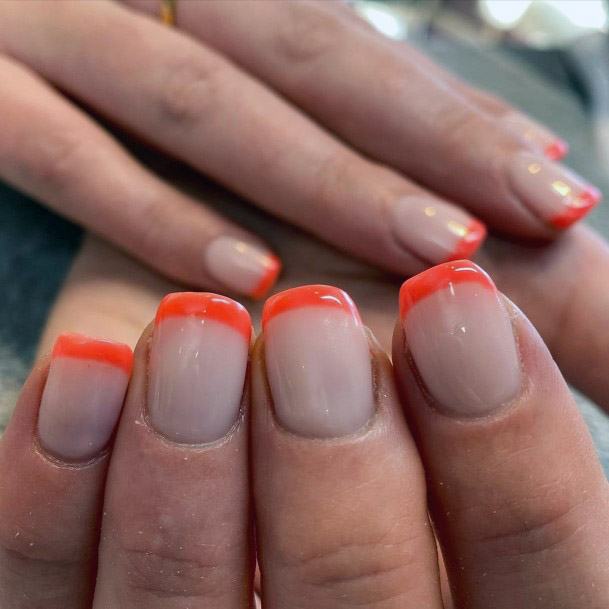 Orange French Mani Squoval Nails