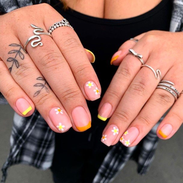 Orange French Tip Nail Feminine Designs