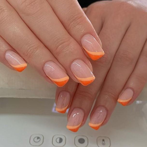 Orange French Tip Nail For Ladies