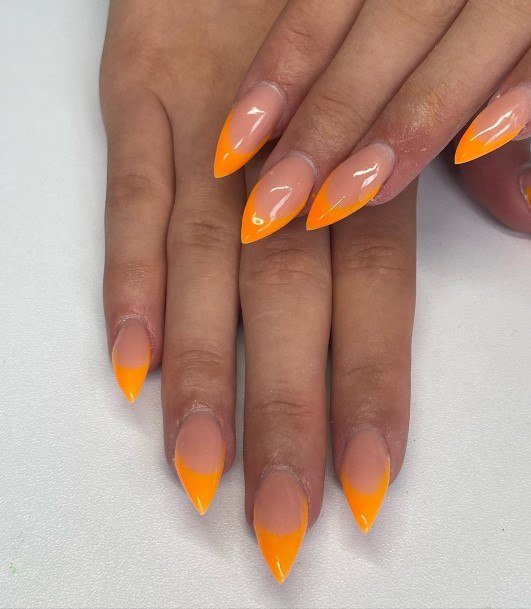 Orange French Tip Nails Feminine Ideas