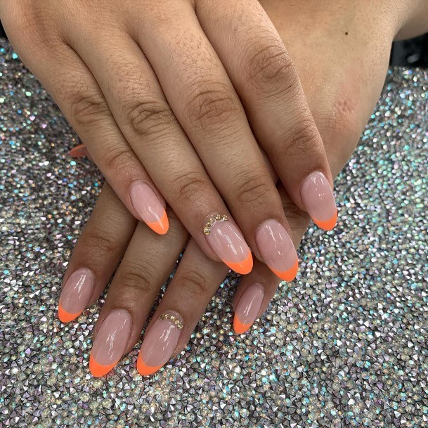 Orange French Tip Womens Nail Designs