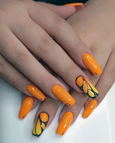 Orange Nails For Girls