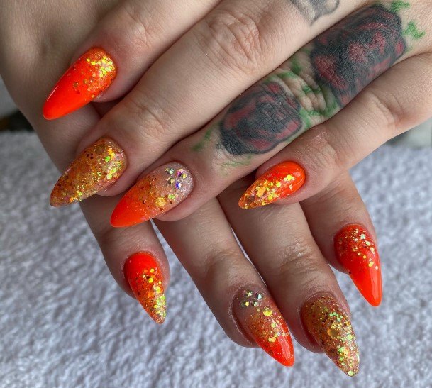 Orange Ombre Female Nail Designs