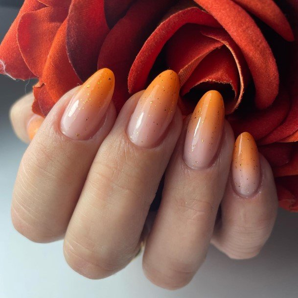 Orange Ombre Girls Nail Ideas