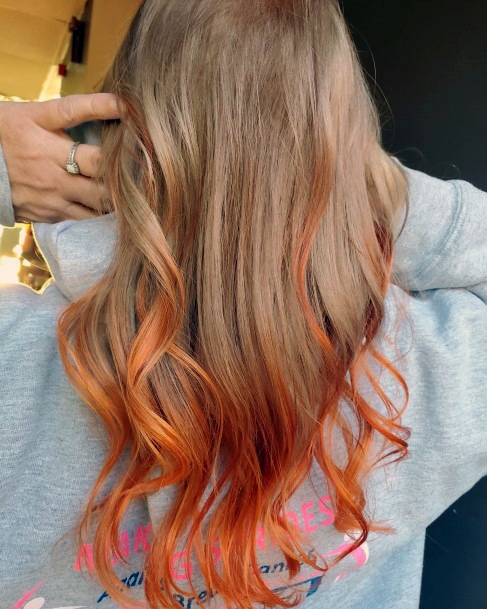 Orange Ombre Hairstyles Feminine Ideas