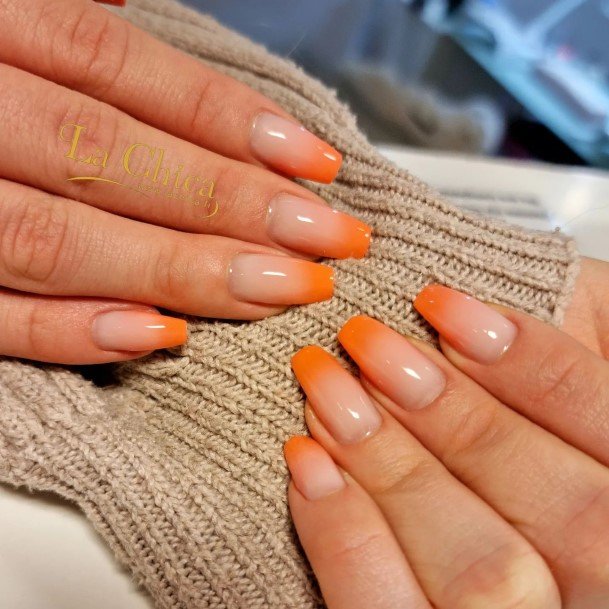 Orange Ombre Nail Design Inspiration For Women