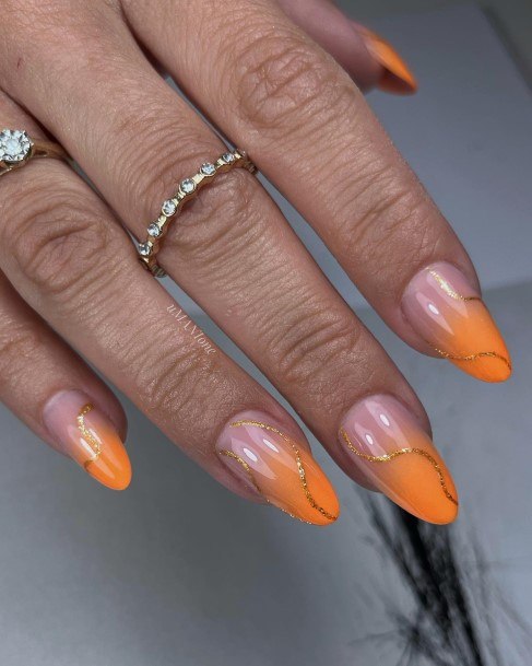 Orange Ombre Nail Feminine Designs