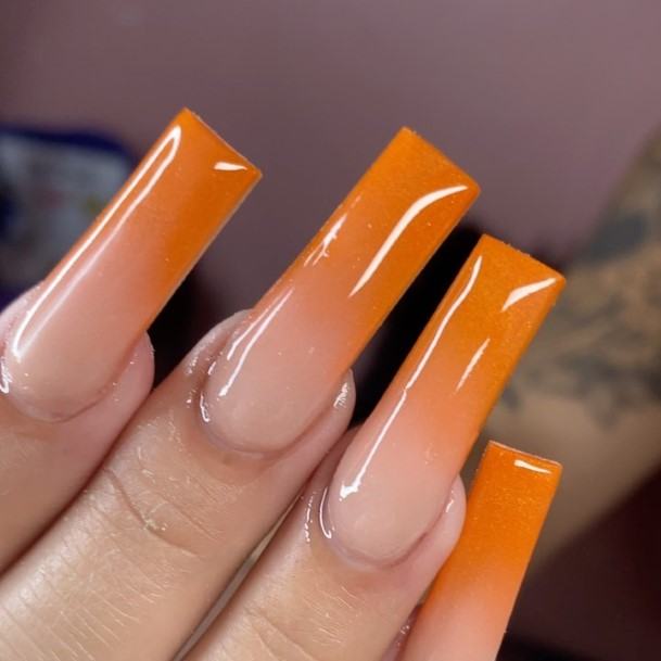 Orange Ombre Nail For Ladies