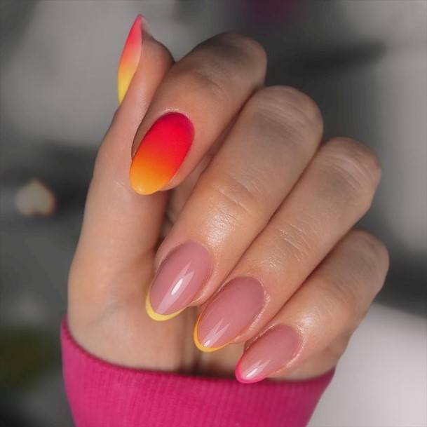 Orange Ombre Nails For Girls