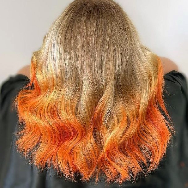 Orange Ombre Womens Feminine Orange Ombre Hairstyless