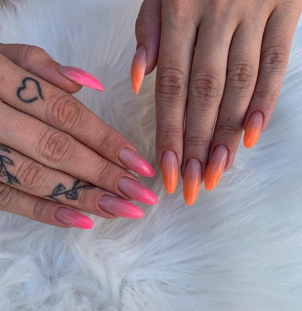 Orange Ombre Womens Nails