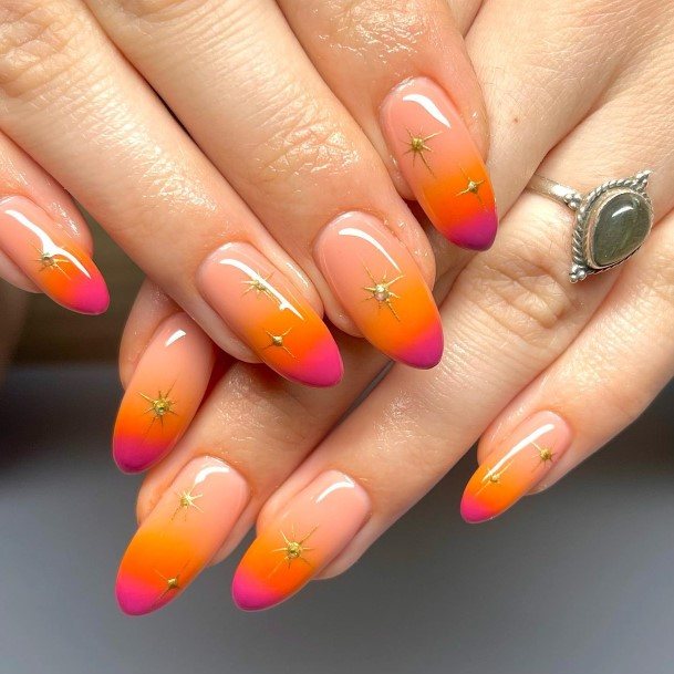 Orange Ombreic Womens Orange Ombre Nail Designs