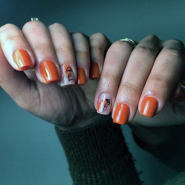 Orange Pumpkin Nails For Women