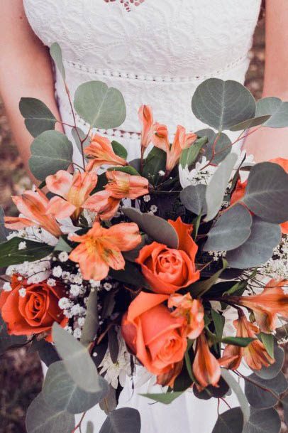 Orange Rose Wedding Bouquet