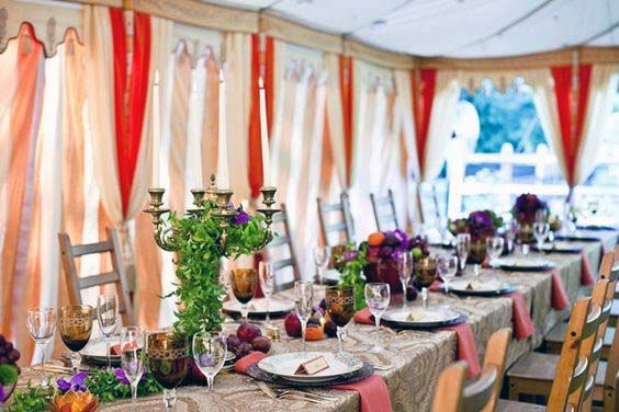 Orange Themed Wedding Tent Decoration