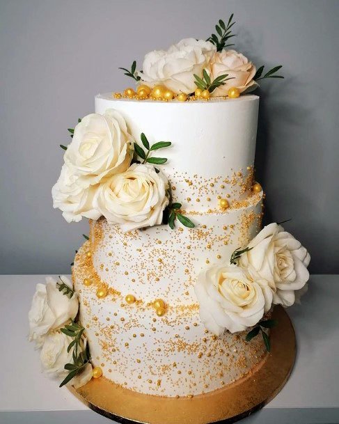 Orange Tinted Womens 3 Tier Wedding Cake