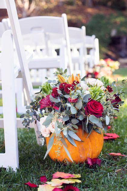 Orange Vase And September Wedding Flowers