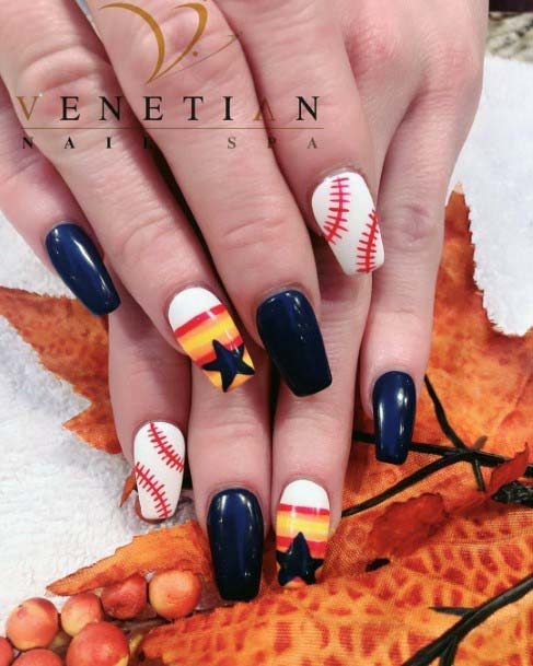 Orange White And Black Sport Nails For Women