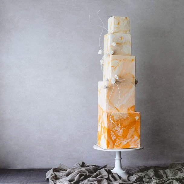 Orange Zest Square Wedding Cake