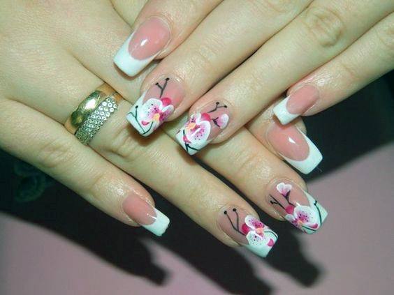 Orchids And French Tip Nails