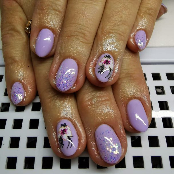 Orchids On Light Purple Nails