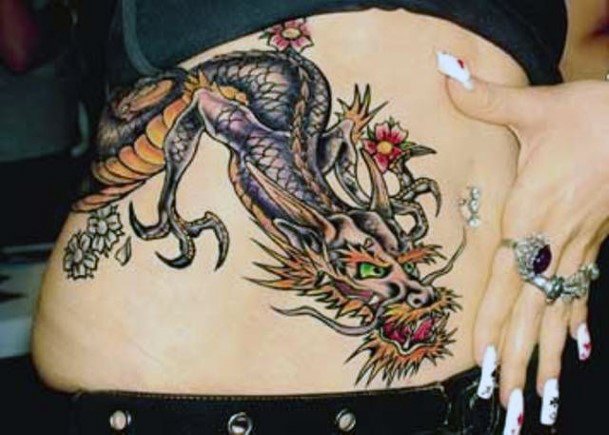 Oriental Dragon Tattoo Womens Hips