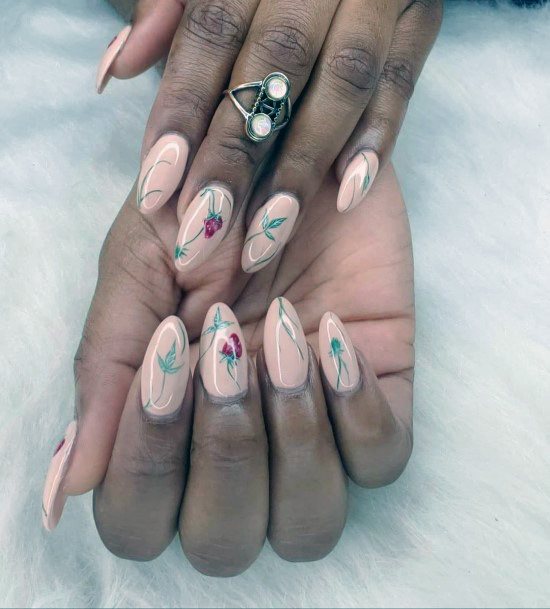 Oriental Florals On Almond Nails Ideas For Women
