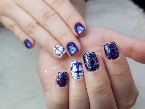 Ornate Nails For Females Anchor