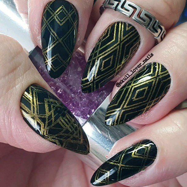 Ornate Nails For Females Art Deco