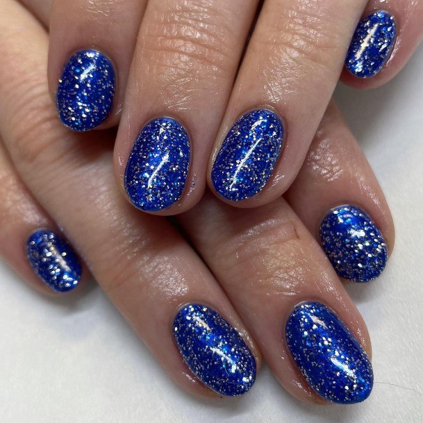 Ornate Nails For Females Blue And Silver