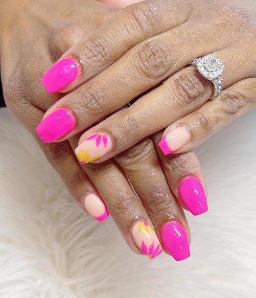 Ornate Nails For Females Bright Pink