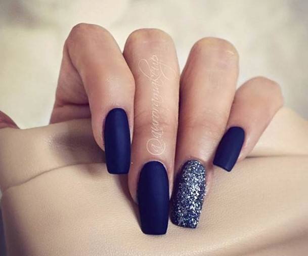 Ornate Nails For Females Dark Blue Matte