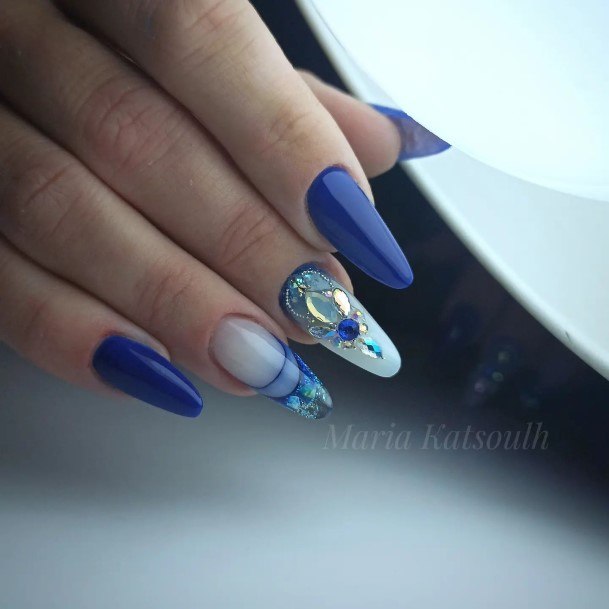 Ornate Nails For Females Dark Blue Ombre