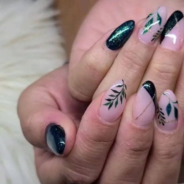 Ornate Nails For Females Emerald Green