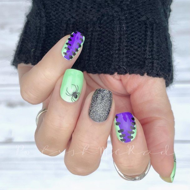 Ornate Nails For Females Frankenstein