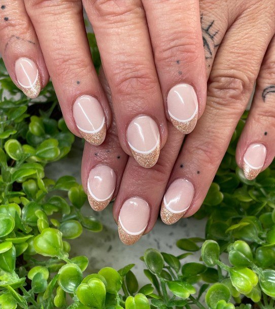 Ornate Nails For Females Gold French Tip