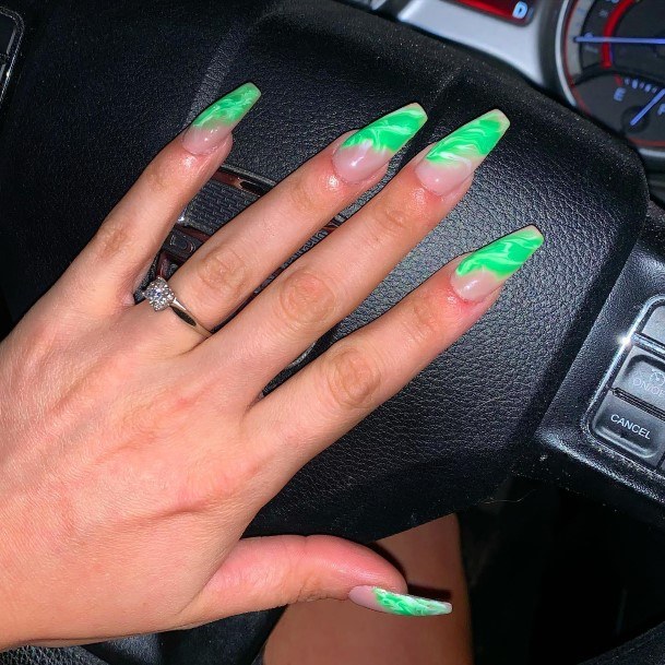 Ornate Nails For Females Green And White