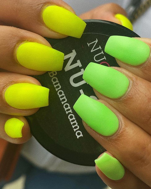 Ornate Nails For Females Green And Yellow