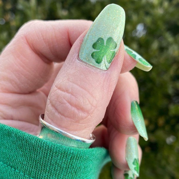 Ornate Nails For Females Green Glitter