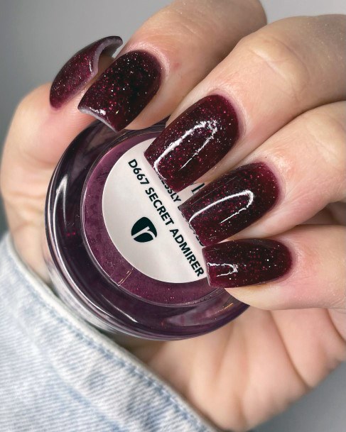 Ornate Nails For Females Maroon Glitter