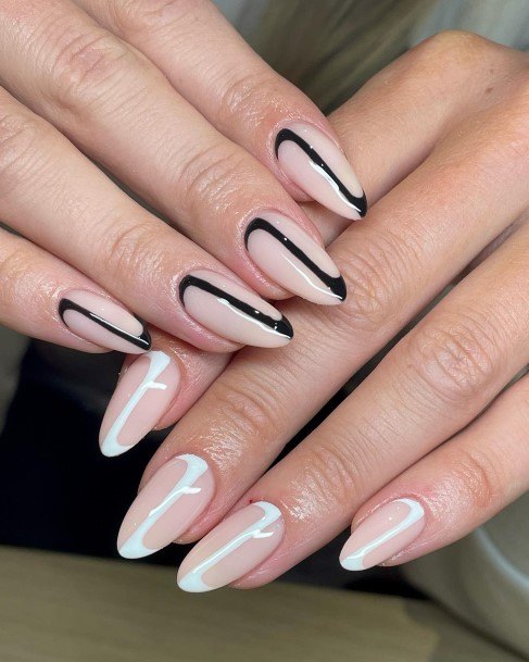 Ornate Nails For Females Monochrome