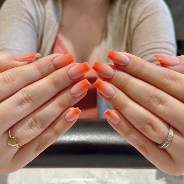 Ornate Nails For Females Orange Ombre