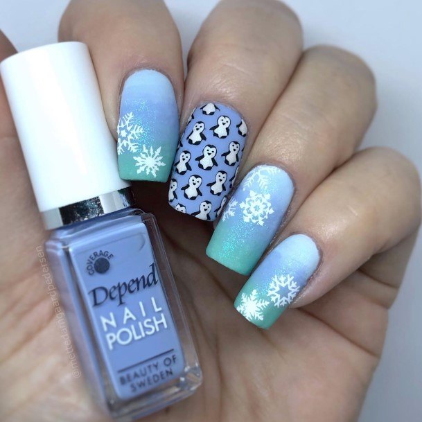 Ornate Nails For Females Penguin