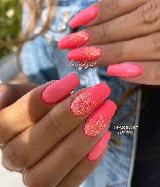 Ornate Nails For Females Pink Ombre With Glitter