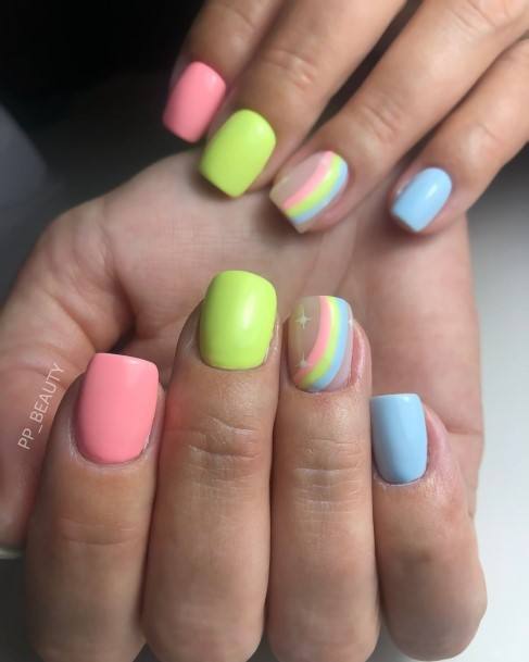 Ornate Nails For Females Rainbow