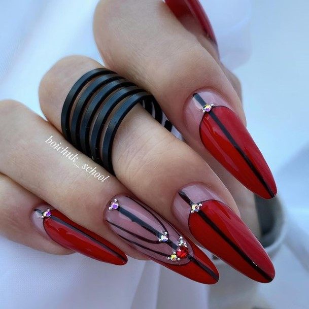 Ornate Nails For Females Red And Black