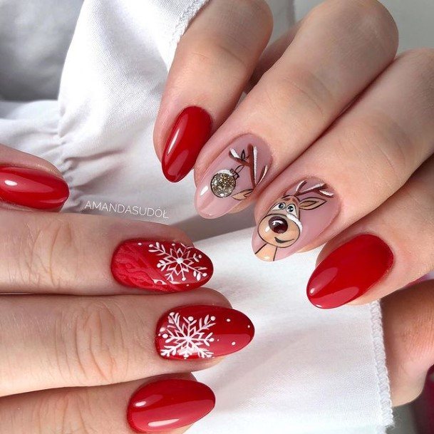 Ornate Nails For Females Red And Nude